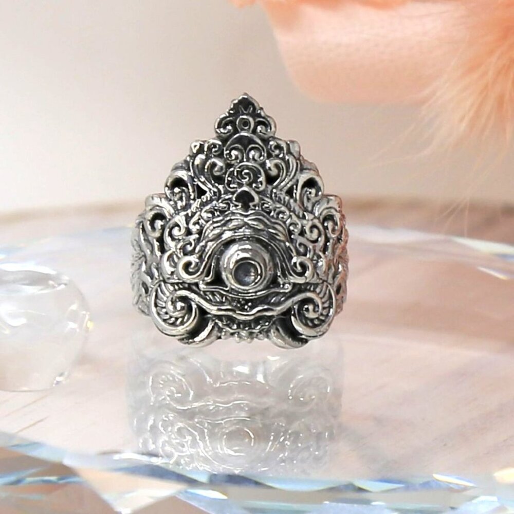 Bali Legacy ✦ Sterling Silver Scrollwork Ring ✦ 17.35g Ethnic Statement Size 8 - Picture 2 of 9